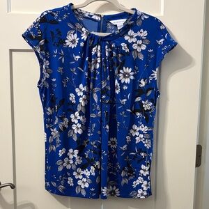Liz Claiborne Blue Floral Blouse